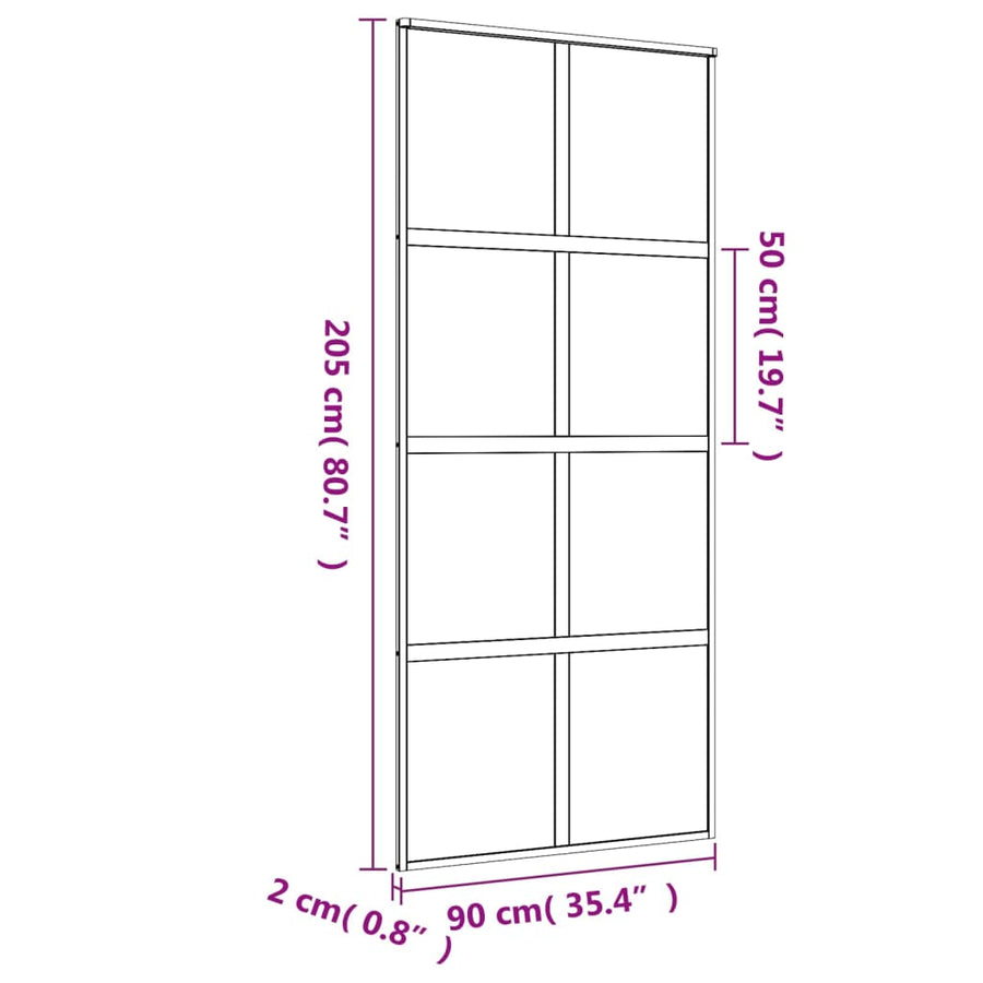 Schuifdeur 90x205 cm helder ESG-glas en aluminium goudkleurig 1 90 x 205 cm Goud