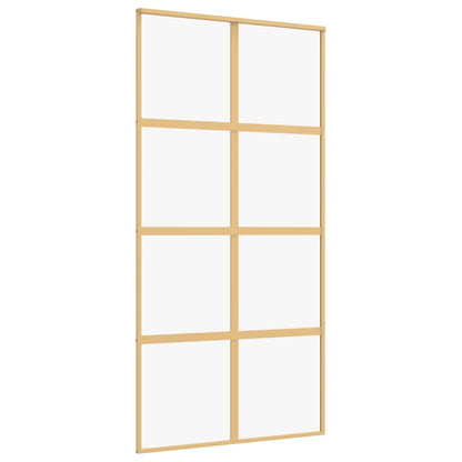 Schuifdeur 102,5x205 cm helder ESG-glas en aluminium goudkleur 102.5 x 205 cm Goud