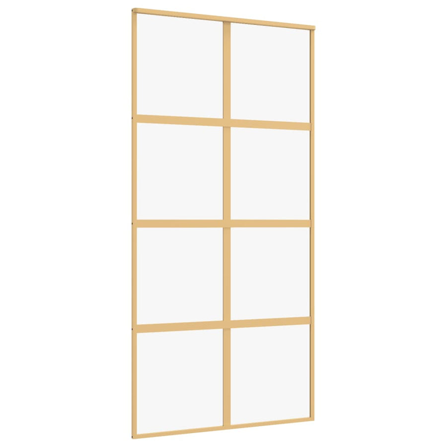 Schuifdeur 102,5x205 cm helder ESG-glas en aluminium goudkleur 102.5 x 205 cm Goud
