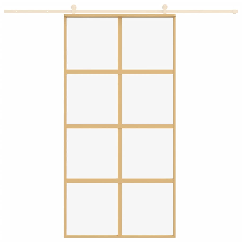 Schuifdeur 102,5x205 cm helder ESG-glas en aluminium goudkleur 102.5 x 205 cm Goud