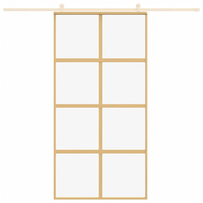Schuifdeur 102,5x205 cm helder ESG-glas en aluminium goudkleur 102.5 x 205 cm Goud