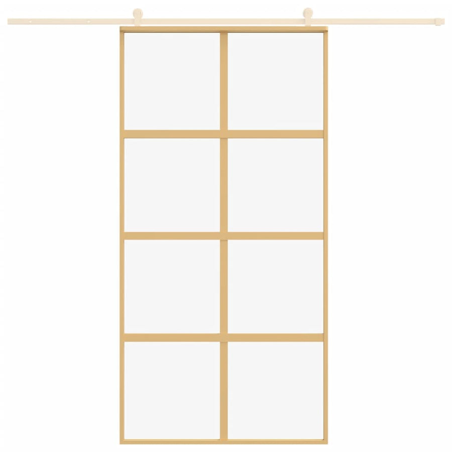 Schuifdeur 102,5x205 cm helder ESG-glas en aluminium goudkleur 102.5 x 205 cm Goud
