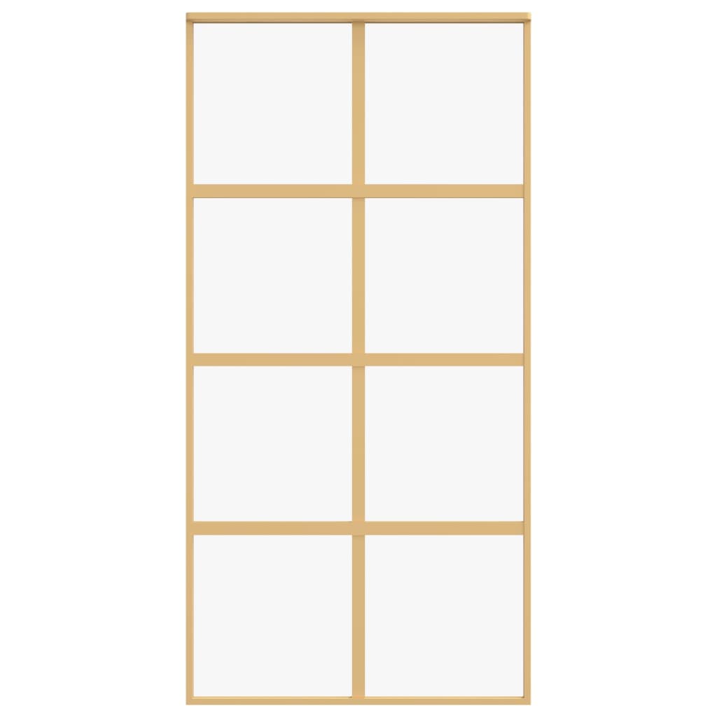 Schuifdeur 102,5x205 cm helder ESG-glas en aluminium goudkleur 102.5 x 205 cm Goud