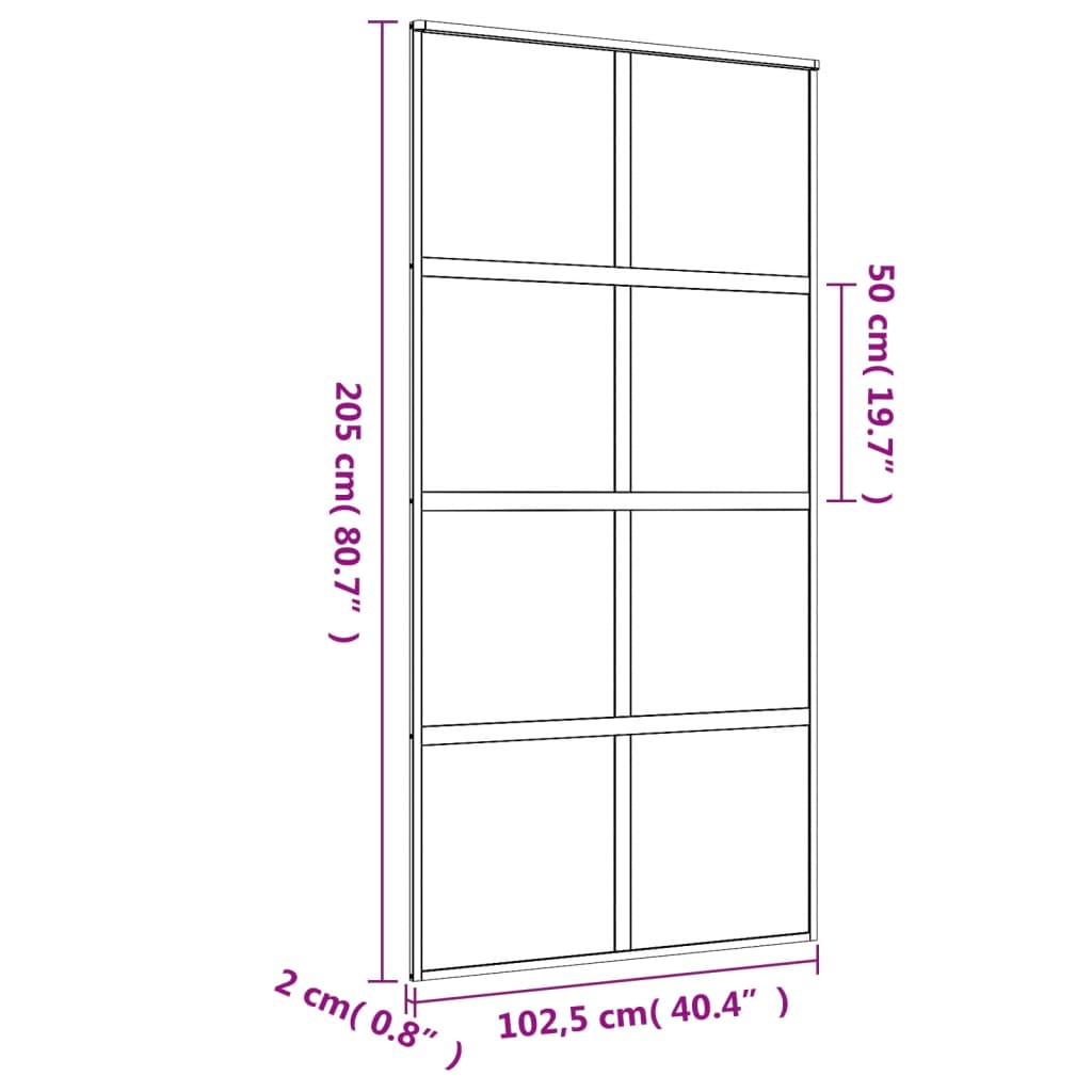 Schuifdeur 102,5x205 cm helder ESG-glas en aluminium goudkleur 102.5 x 205 cm Goud