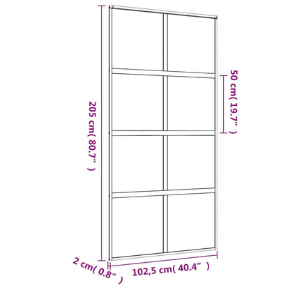 Schuifdeur 102,5x205 cm helder ESG-glas en aluminium goudkleur 102.5 x 205 cm Goud