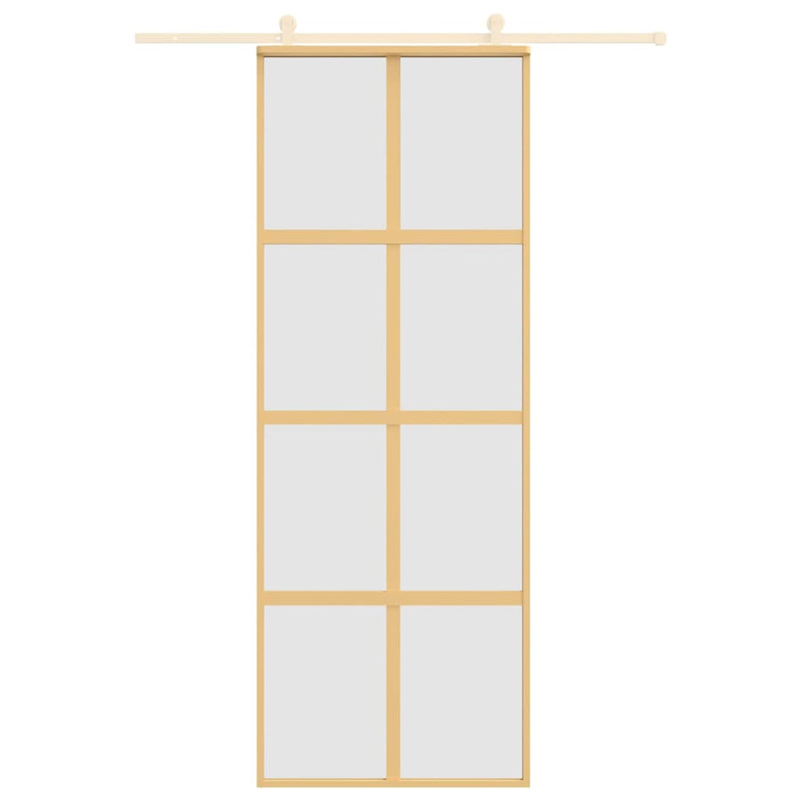 Schuifdeur 76x205 cm mat ESG-glas en aluminium goudkleurig 76 x 205 cm Mat