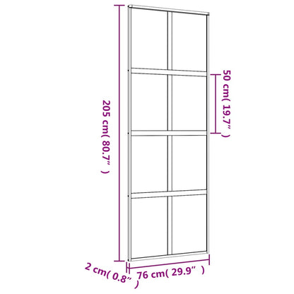 Schuifdeur 76x205 cm mat ESG-glas en aluminium goudkleurig 76 x 205 cm Mat