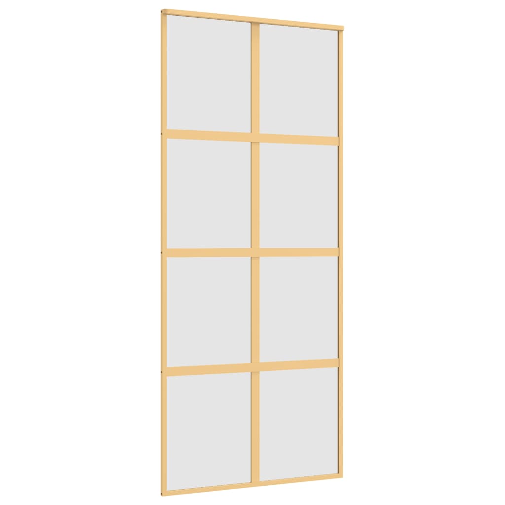 Schuifdeur 90x205 cm mat ESG-glas en aluminium goudkleurig 90 x 205 cm Mat