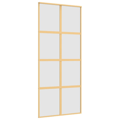 Schuifdeur 90x205 cm mat ESG-glas en aluminium goudkleurig 90 x 205 cm Mat