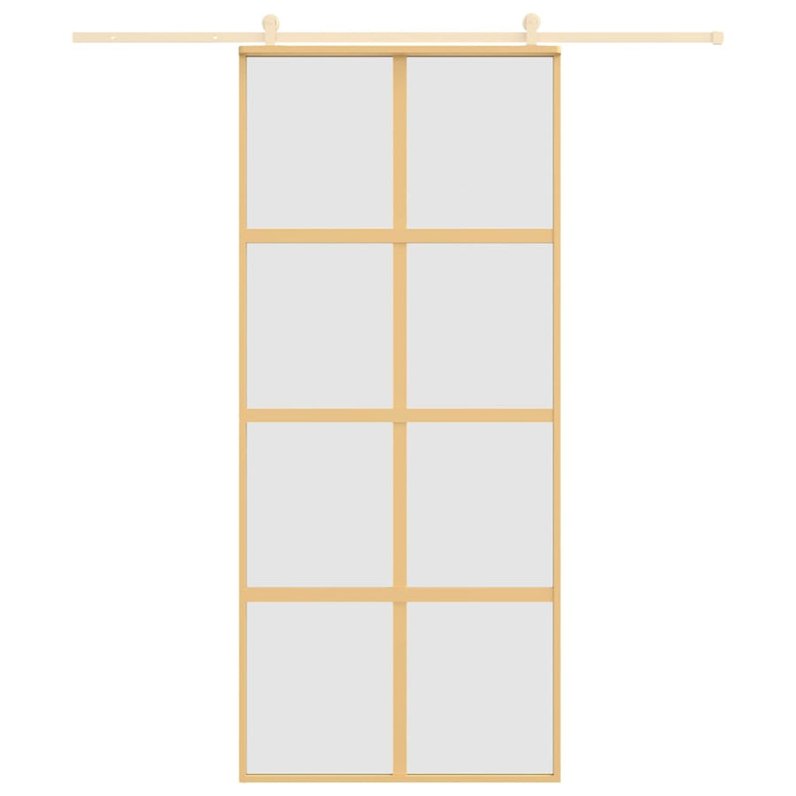 Schuifdeur 90X205 Cm Mat Esg-Glas En Aluminium Goudkleurig Goud
