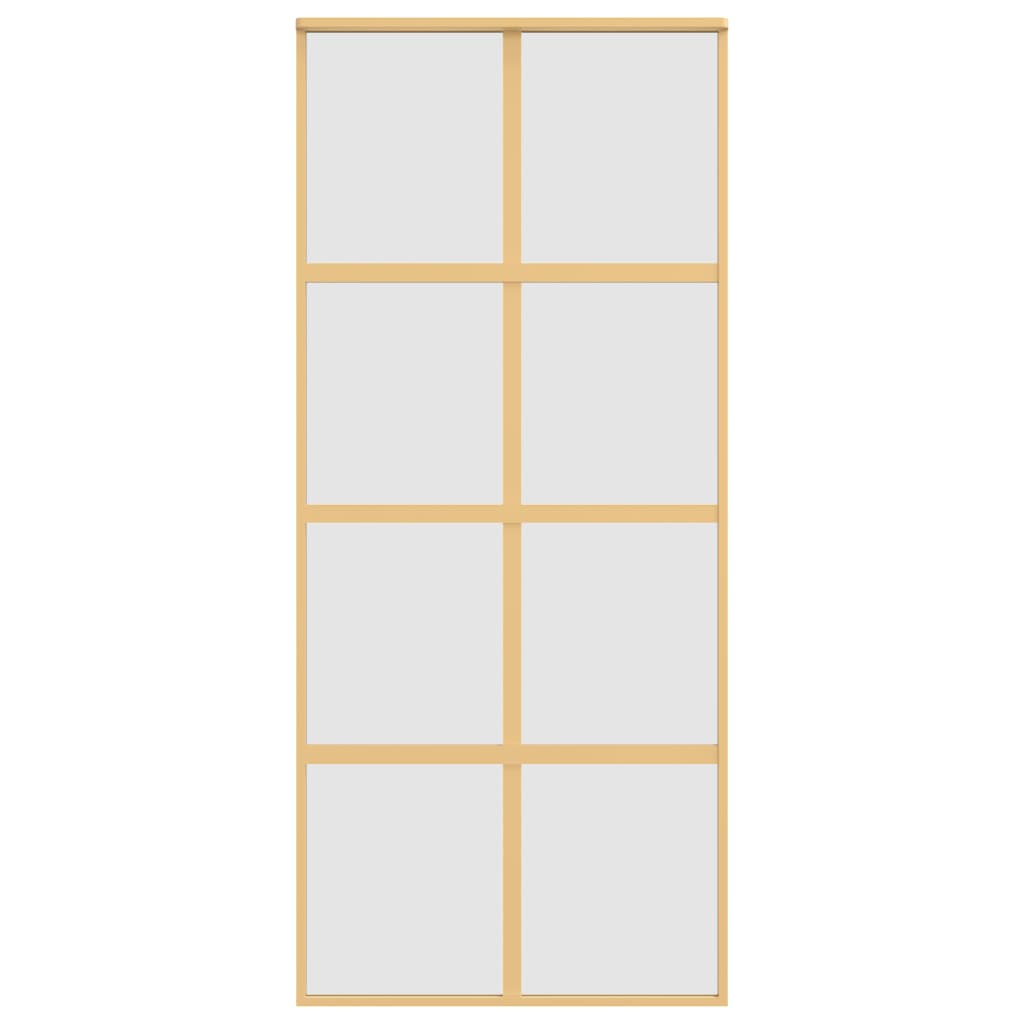 Schuifdeur 90x205 cm mat ESG-glas en aluminium goudkleurig 90 x 205 cm Mat