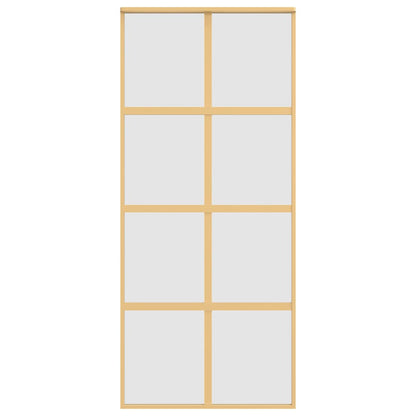 Schuifdeur 90x205 cm mat ESG-glas en aluminium goudkleurig 90 x 205 cm Mat