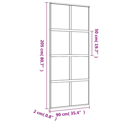 Schuifdeur 90x205 cm mat ESG-glas en aluminium goudkleurig 90 x 205 cm Mat