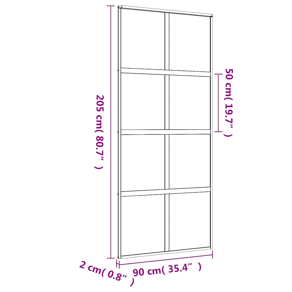 Schuifdeur 90X205 Cm Mat Esg-Glas En Aluminium Goudkleurig Goud