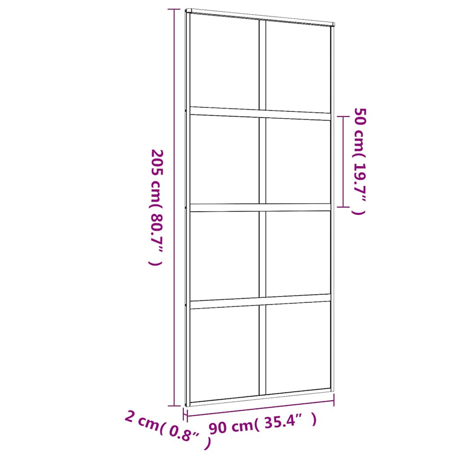 Schuifdeur 90X205 Cm Mat Esg-Glas En Aluminium Goudkleurig Goud