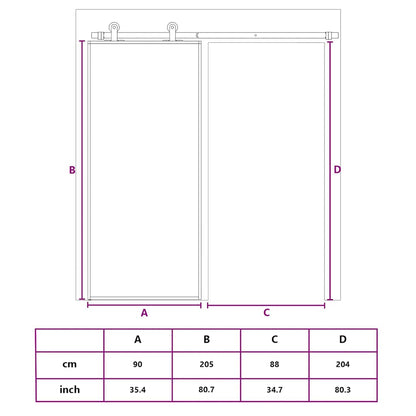 Schuifdeur 90X205 Cm Mat Esg-Glas En Aluminium Goudkleurig Goud