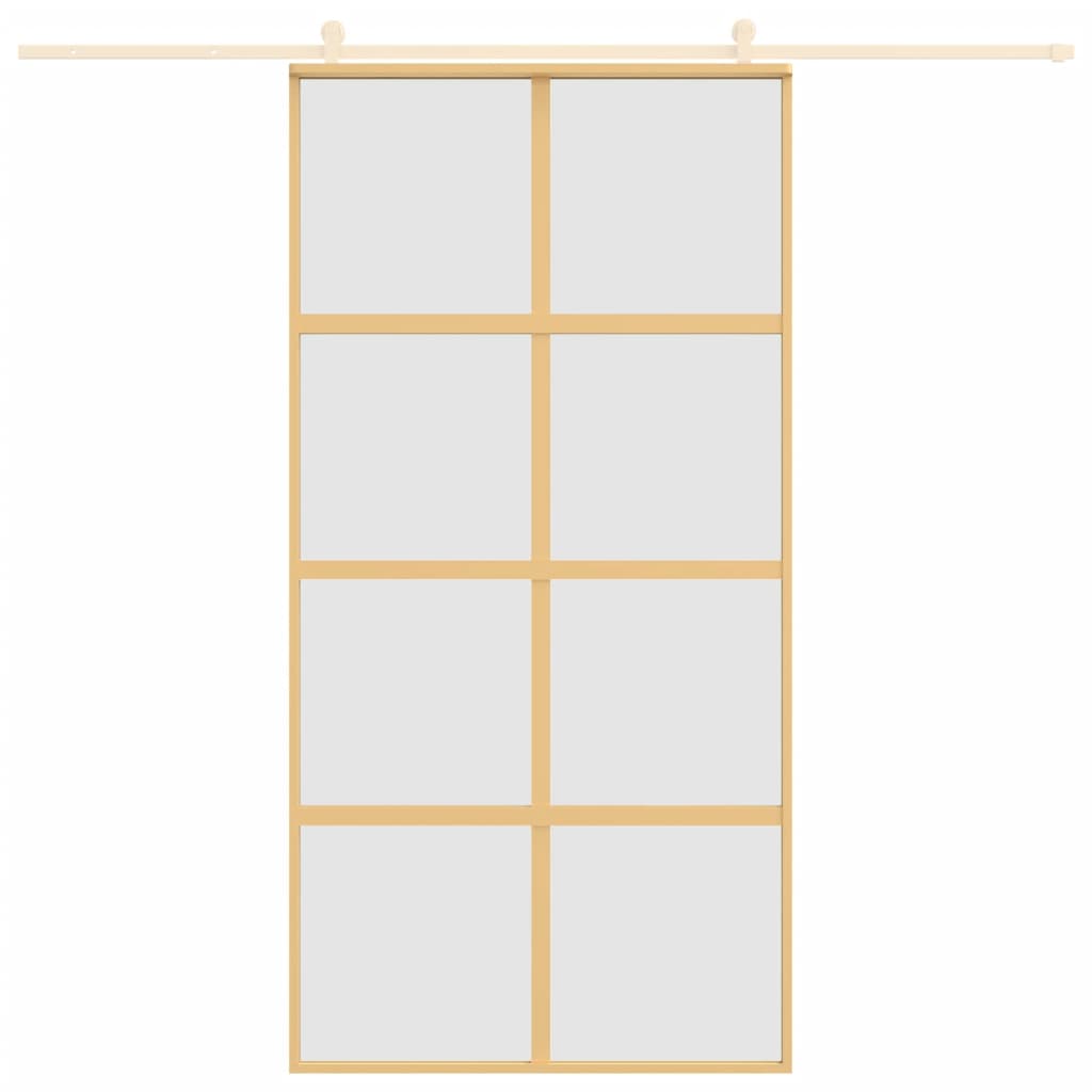 Schuifdeur 102,5x205 cm mat ESG-glas en aluminium goudkleurig 102.5 x 205 cm Mat