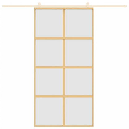 Schuifdeur 102,5x205 cm mat ESG-glas en aluminium goudkleurig 102.5 x 205 cm Mat