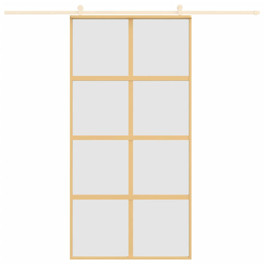 Schuifdeur 102,5x205 cm mat ESG-glas en aluminium goudkleurig