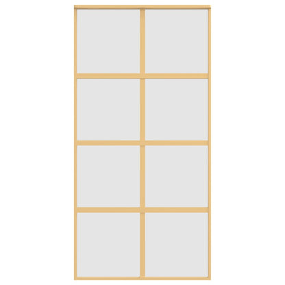 Schuifdeur 102,5x205 cm mat ESG-glas en aluminium goudkleurig 102.5 x 205 cm Mat