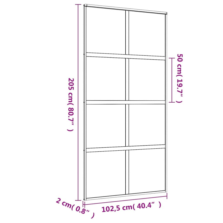 Schuifdeur 102,5x205 cm mat ESG-glas en aluminium goudkleurig