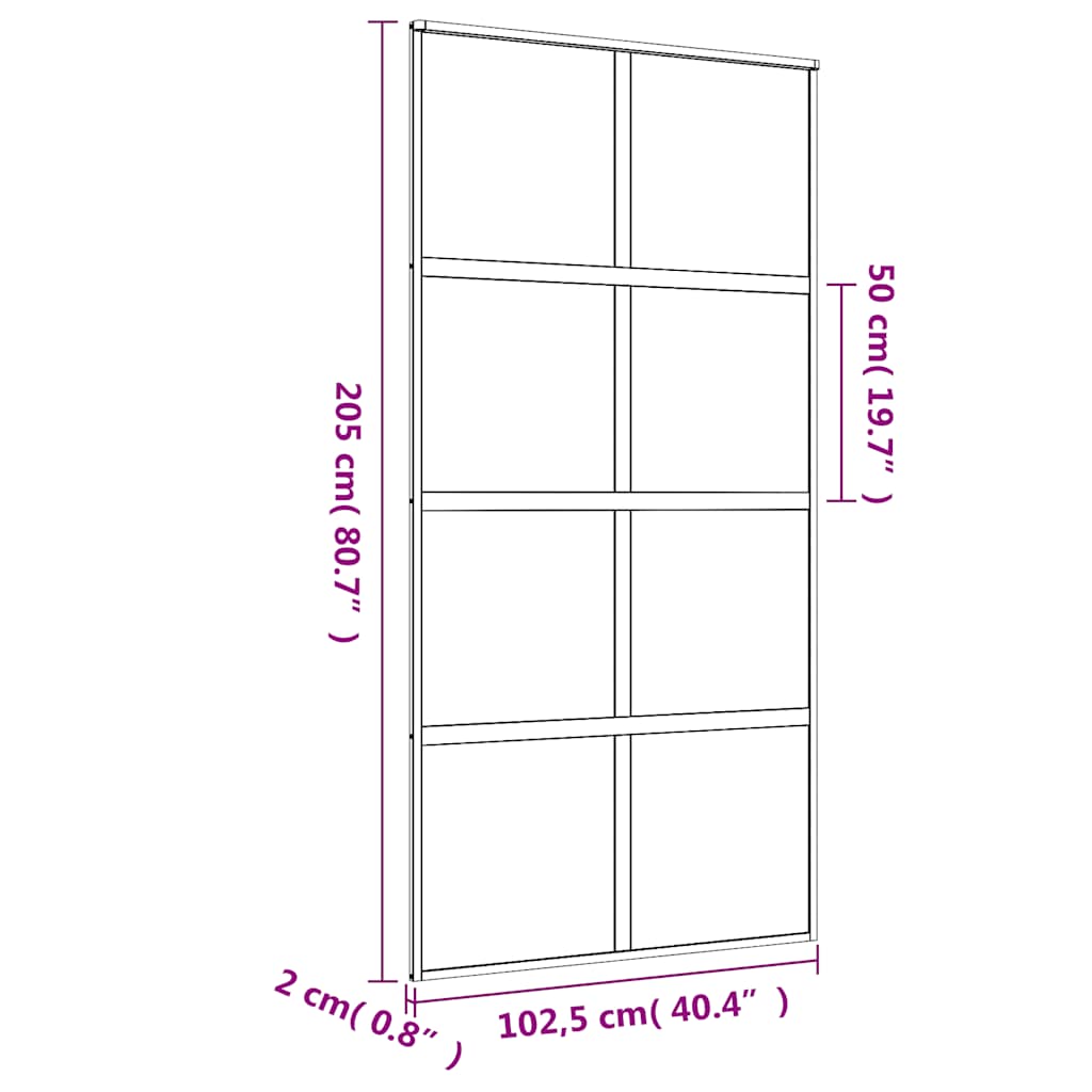 Schuifdeur 102,5x205 cm mat ESG-glas en aluminium goudkleurig