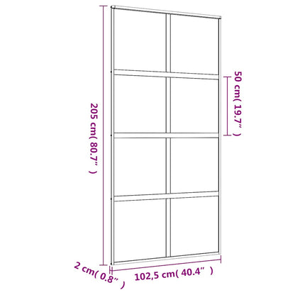 Schuifdeur 102,5x205 cm mat ESG-glas en aluminium goudkleurig