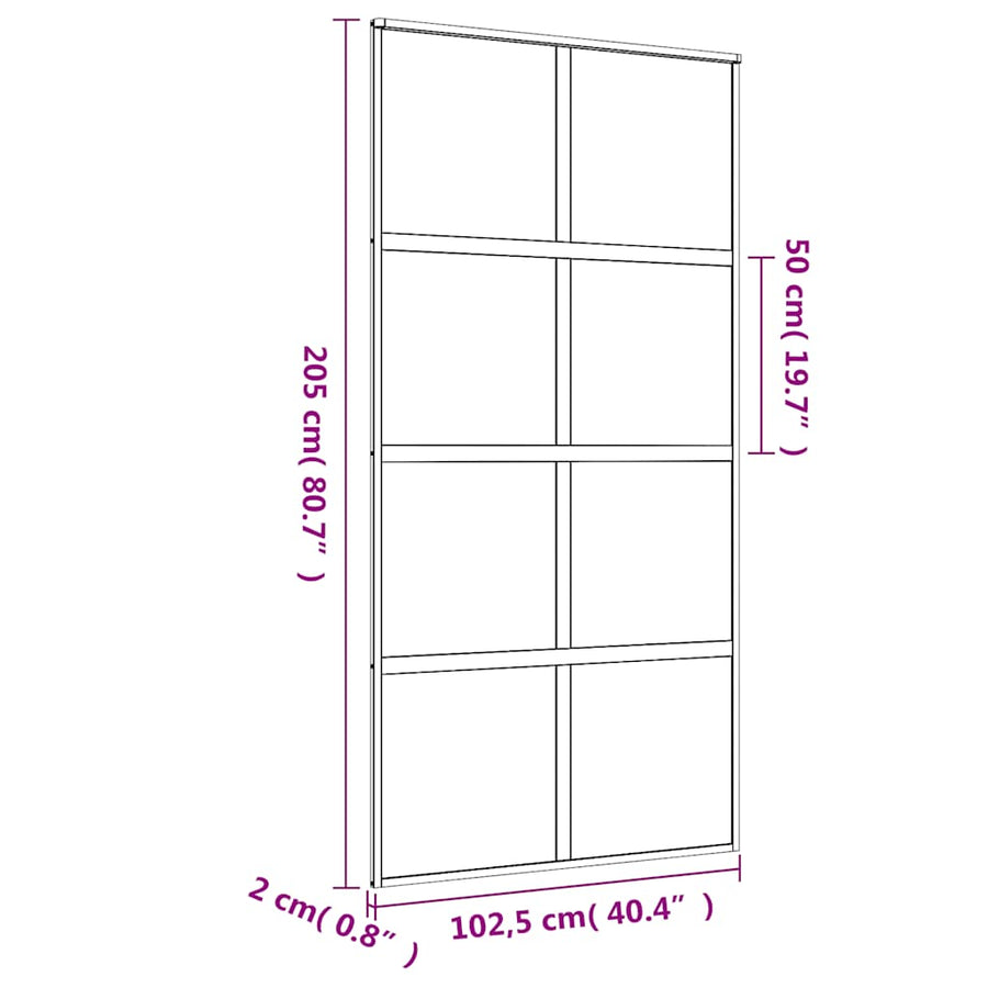 Schuifdeur 102,5x205 cm mat ESG-glas en aluminium goudkleurig
