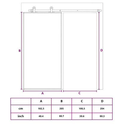Schuifdeur 102,5x205 cm mat ESG-glas en aluminium goudkleurig