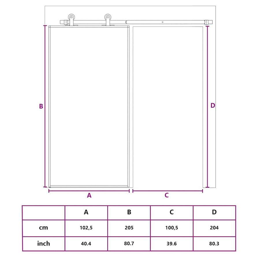 Schuifdeur 102,5x205 cm mat ESG-glas en aluminium goudkleurig