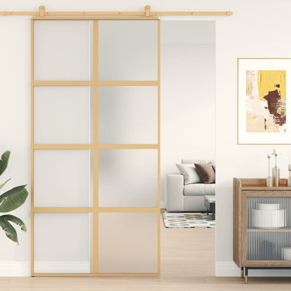 Schuifdeur 102,5x205 cm mat ESG-glas en aluminium goudkleurig 102.5 x 205 cm Mat