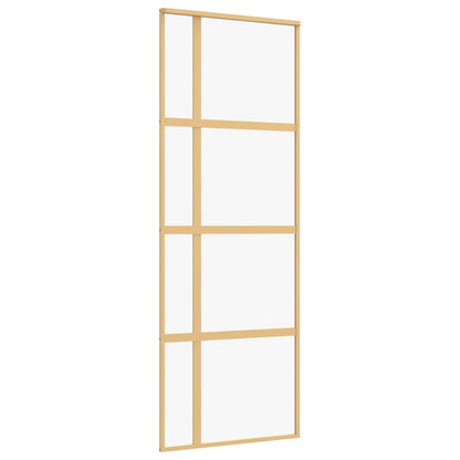 Schuifdeur 76x205 cm helder ESG-glas en aluminium goudkleurig 1 76 x 205 cm Goud