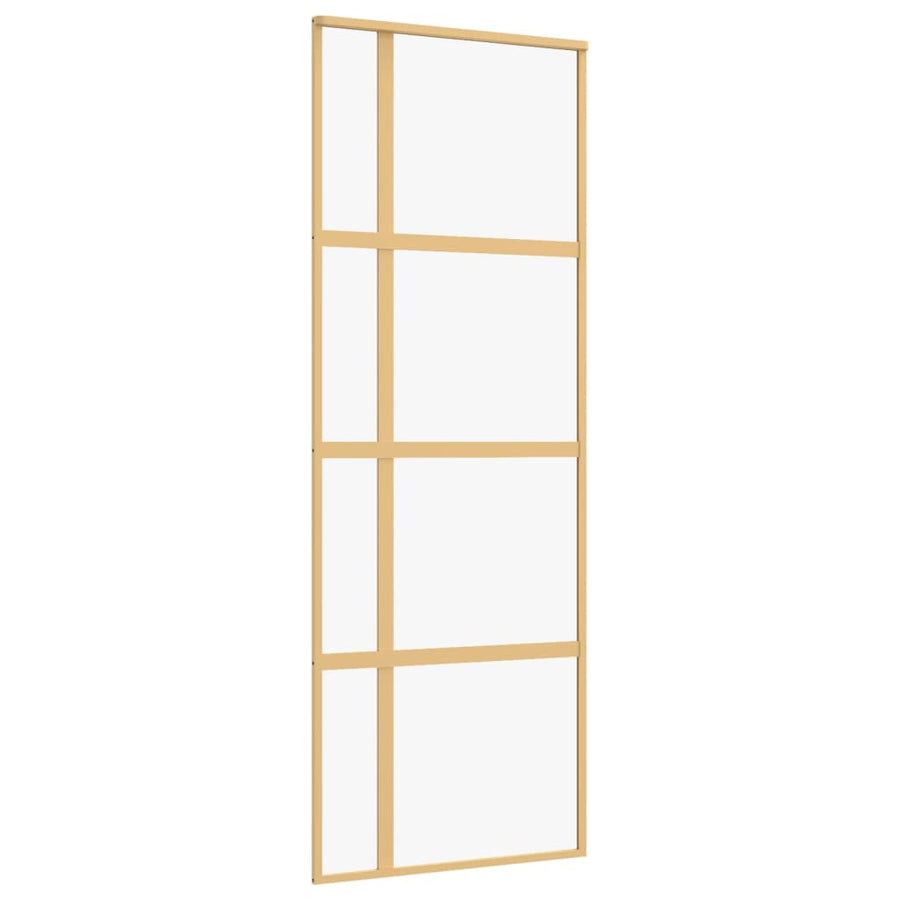 Schuifdeur 76x205 cm helder ESG-glas en aluminium goudkleurig 1 76 x 205 cm Goud