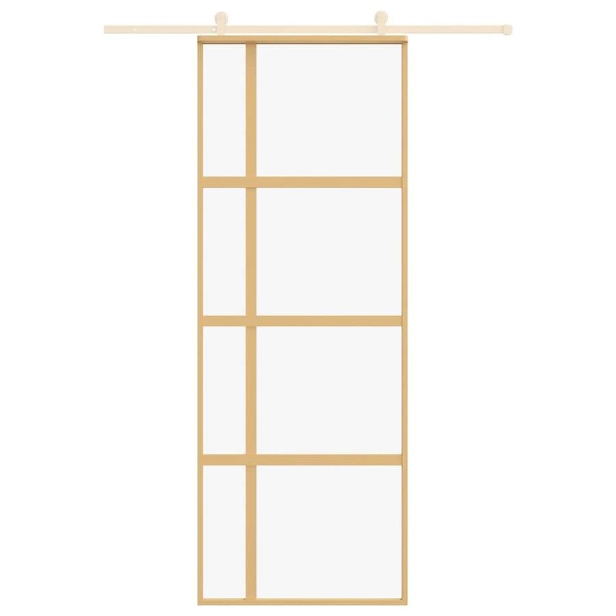 Schuifdeur 76x205 cm helder ESG-glas en aluminium goudkleurig 1 76 x 205 cm Goud