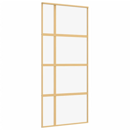 Schuifdeur 90x205 cm helder ESG-glas en aluminium goudkleurig 1 90 x 205 cm Goud