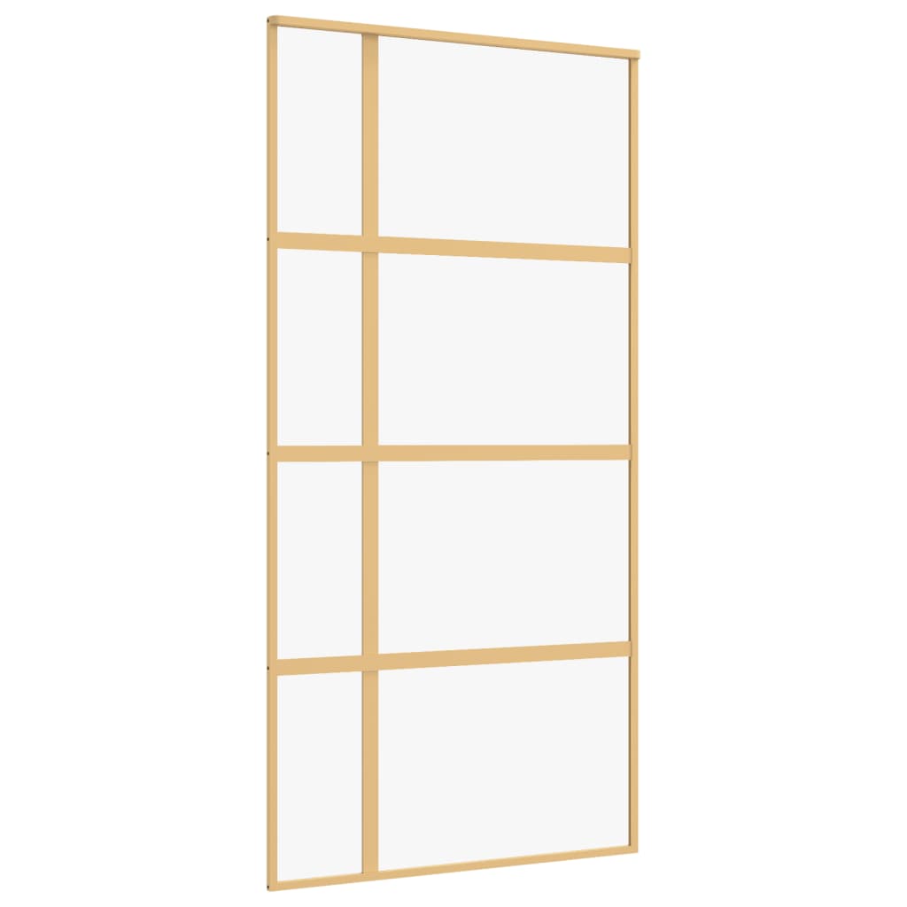 Schuifdeur 102,5x205 cm helder ESG-glas en aluminium goudkleur 102.5 x 205 cm Goud