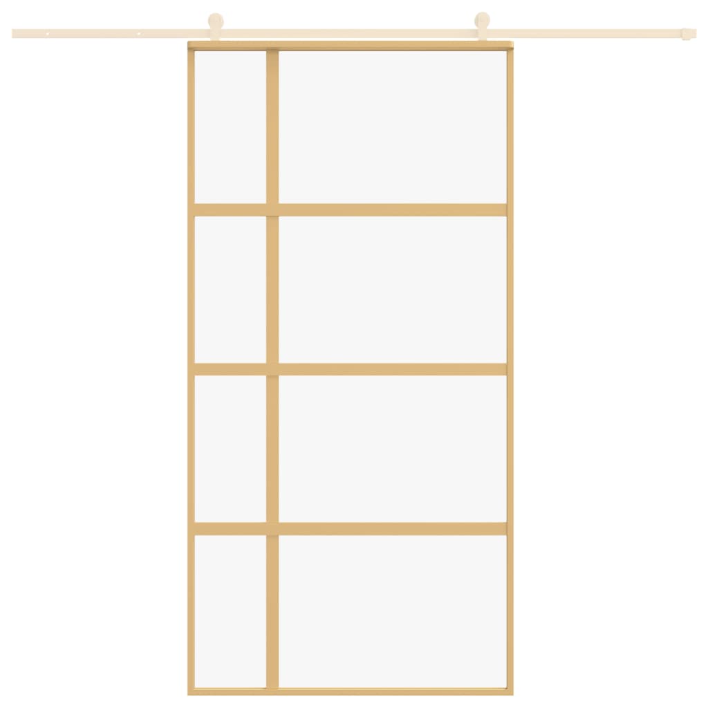 Schuifdeur 102,5x205 cm helder ESG-glas en aluminium goudkleur 102.5 x 205 cm Goud