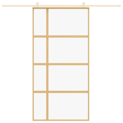 Schuifdeur 102,5x205 cm helder ESG-glas en aluminium goudkleur 102.5 x 205 cm Goud