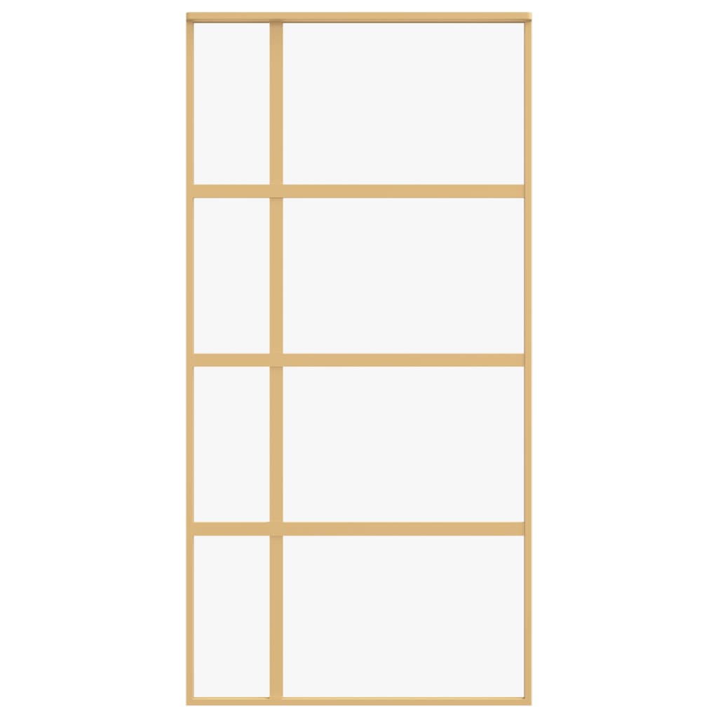Schuifdeur 102,5x205 cm helder ESG-glas en aluminium goudkleur 102.5 x 205 cm Goud