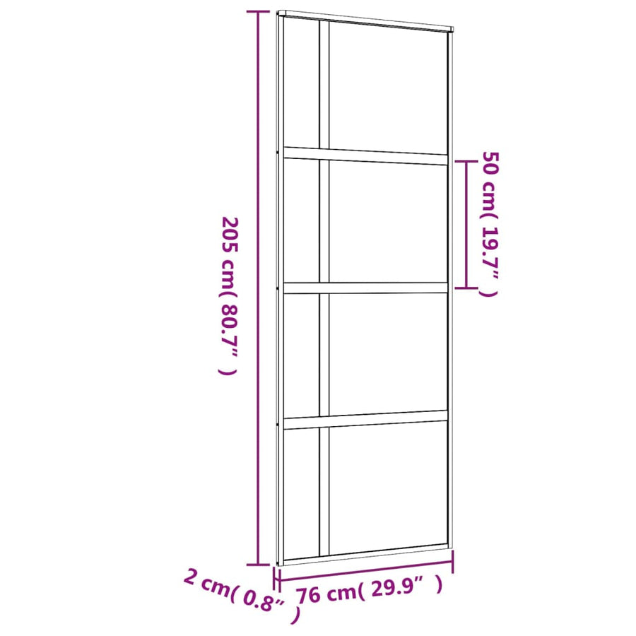 Schuifdeur Esg-Glas En Aluminium Kleurig Goud 76 x 205 cm