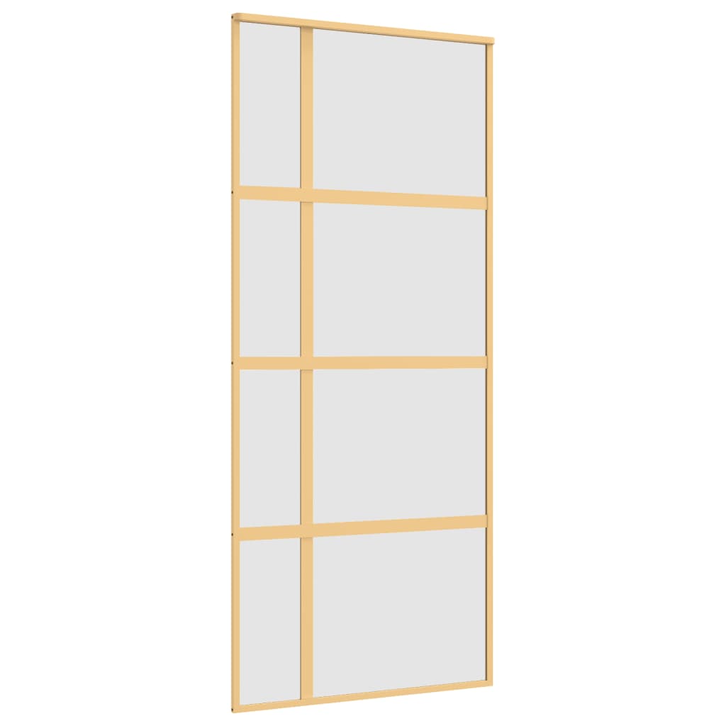 Schuifdeur 90x205 cm mat ESG-glas en aluminium goudkleurig 90 x 205 cm Mat