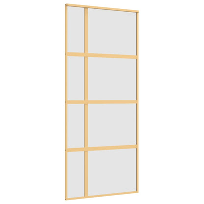 Schuifdeur 90x205 cm mat ESG-glas en aluminium goudkleurig 90 x 205 cm Mat