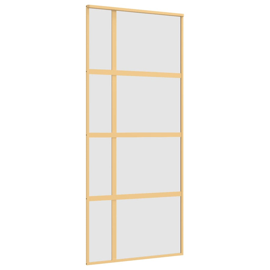 Schuifdeur 90x205 cm mat ESG-glas en aluminium goudkleurig 90 x 205 cm Mat
