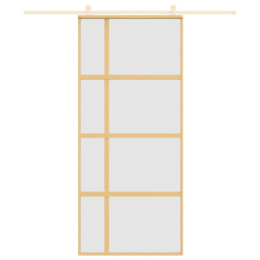 Schuifdeur 90x205 cm mat ESG-glas en aluminium goudkleurig 90 x 205 cm Mat