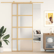 Schuifdeur 90x205 cm mat ESG-glas aluminium goud