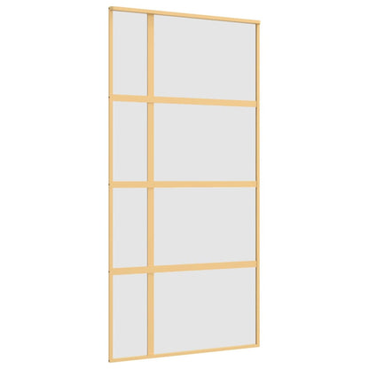 Schuifdeur 102,5x205 cm mat ESG-glas en aluminium goudkleurig 102.5 x 205 cm Mat