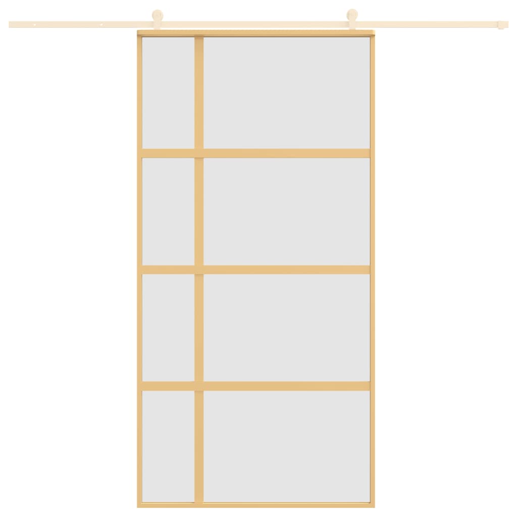 Schuifdeur 102,5x205 cm mat ESG-glas en aluminium goudkleurig 102.5 x 205 cm Mat