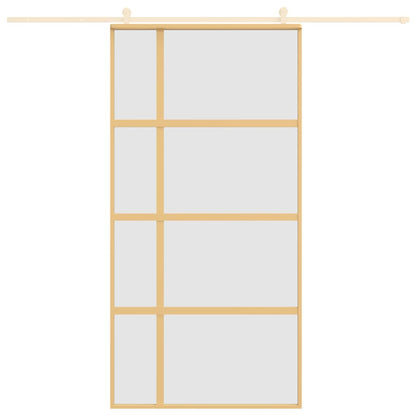Schuifdeur 102,5x205 cm mat ESG-glas en aluminium goudkleurig 102.5 x 205 cm Mat