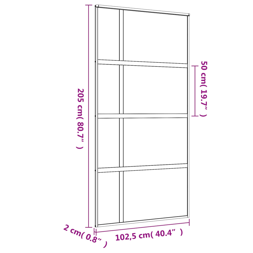 Schuifdeur 102,5x205 cm mat ESG-glas en aluminium goudkleurig 102.5 x 205 cm Mat