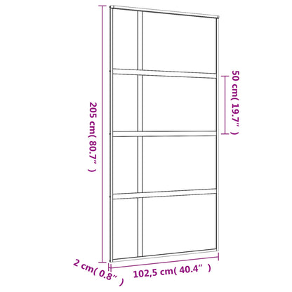 Schuifdeur 102,5x205 cm mat ESG-glas en aluminium goudkleurig 102.5 x 205 cm Mat